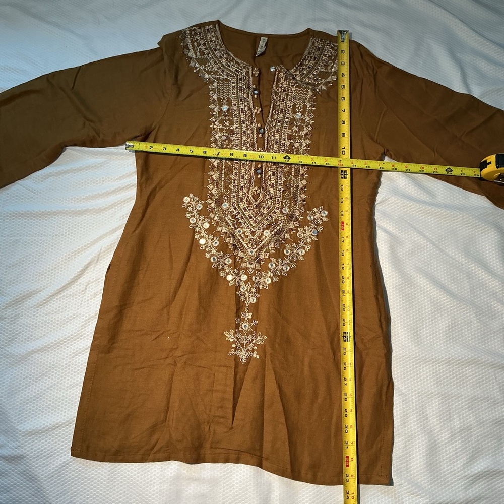 Embroidered Brown Tunic Top 1made in Pakistan - Picture 4 of 7